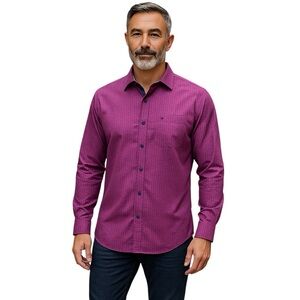 Oxygen long-sleeve button down shirt, L, purple, contrast pattern, Classic Fit
